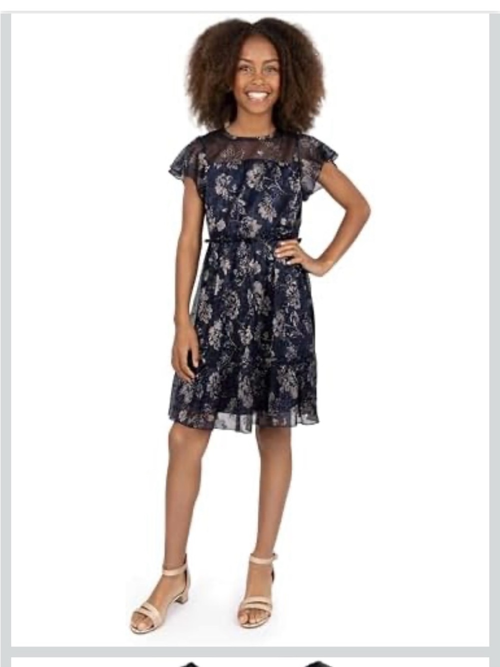 Speachless Navy and White Floral Lace Midi Dress